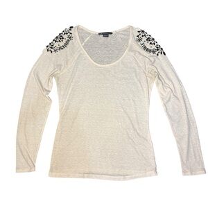 Armani Exchange Cream Embellished Long Sleeve
